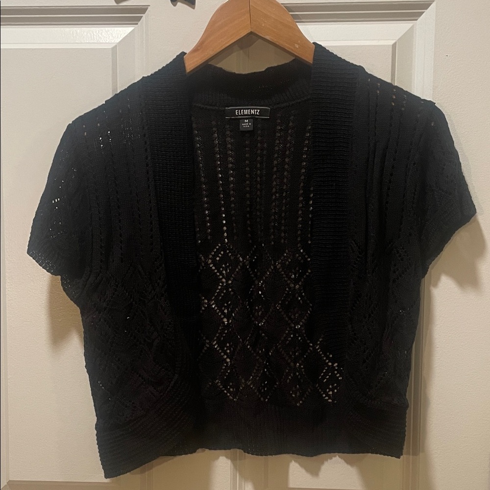 Elementz Black Short-Sleeve Cardigan
